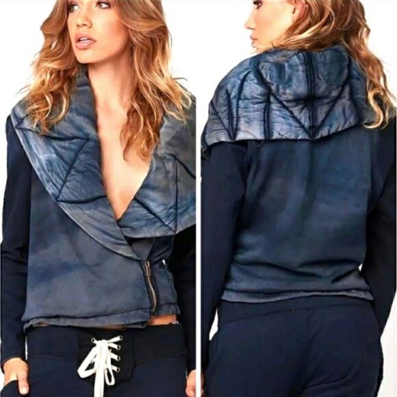 Young Fabulous & Broke Jackets & Blazers - Young Fabulous & Broke Brina Jacket Shawl Quilted Collar Hoodie Wrap Bomber YFB